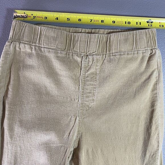 Boho Flare Pants High Waist Pull On Stretch Raw Hem Hippie Womens S Tan Cotton - Picture 5 of 9